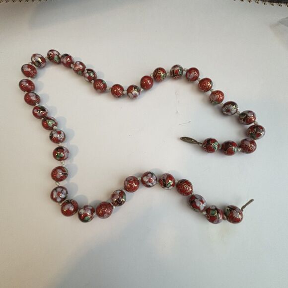 Vintage Chinese cloisonné beaded necklace - Picture 4 of 9